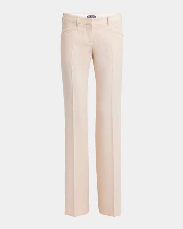 Low-Waist Wool Flare Trousers
